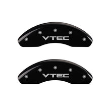 Load image into Gallery viewer, Front-Set-2-Caliper-Covers-Engraved-Front-Vtec-Black-Finish-Silver-Ch
