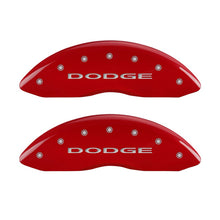 Load image into Gallery viewer, Front-Set-2-Caliper-Covers-Engraved-Front-With-Out-StripesDodge-Red-Finish-Silver-Ch