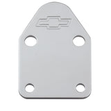 Proform 141-210 Fuel Pump Block-Off Plate; Chrome with Bowtie Logo; Fits SB Chevy V8 Engines