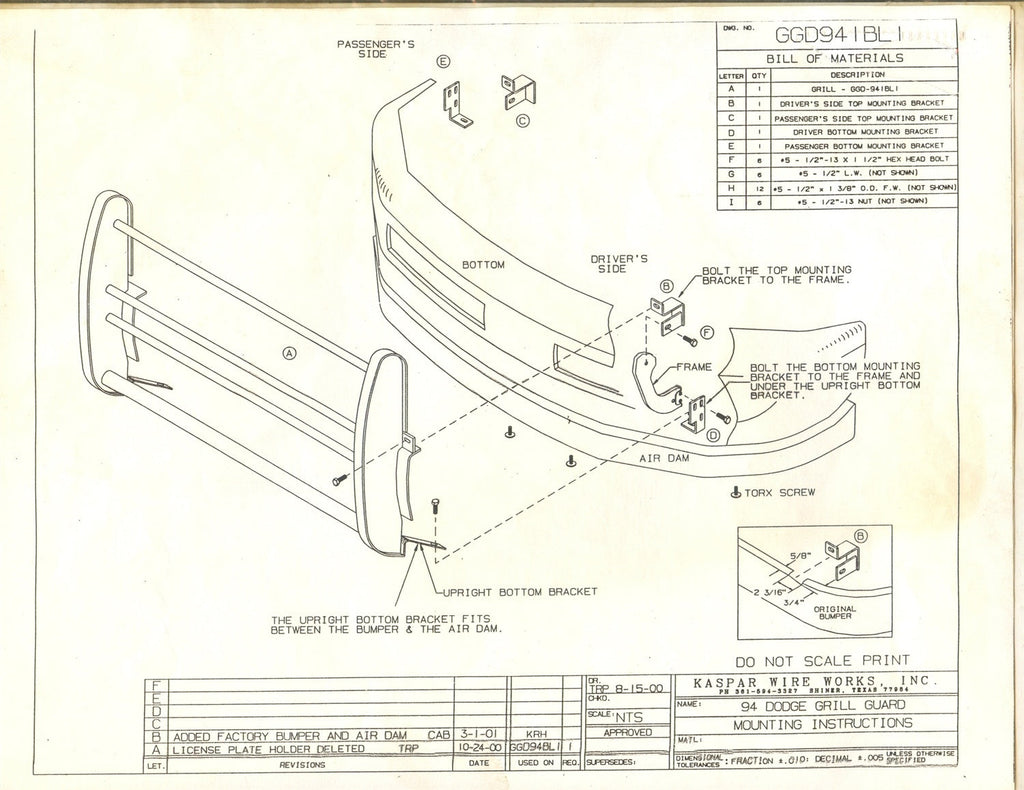 Ranch Hand GGD941BL1 Legend Series Grille Guard; Must Remove Factory Tow Hook; - Truck Part Superstore