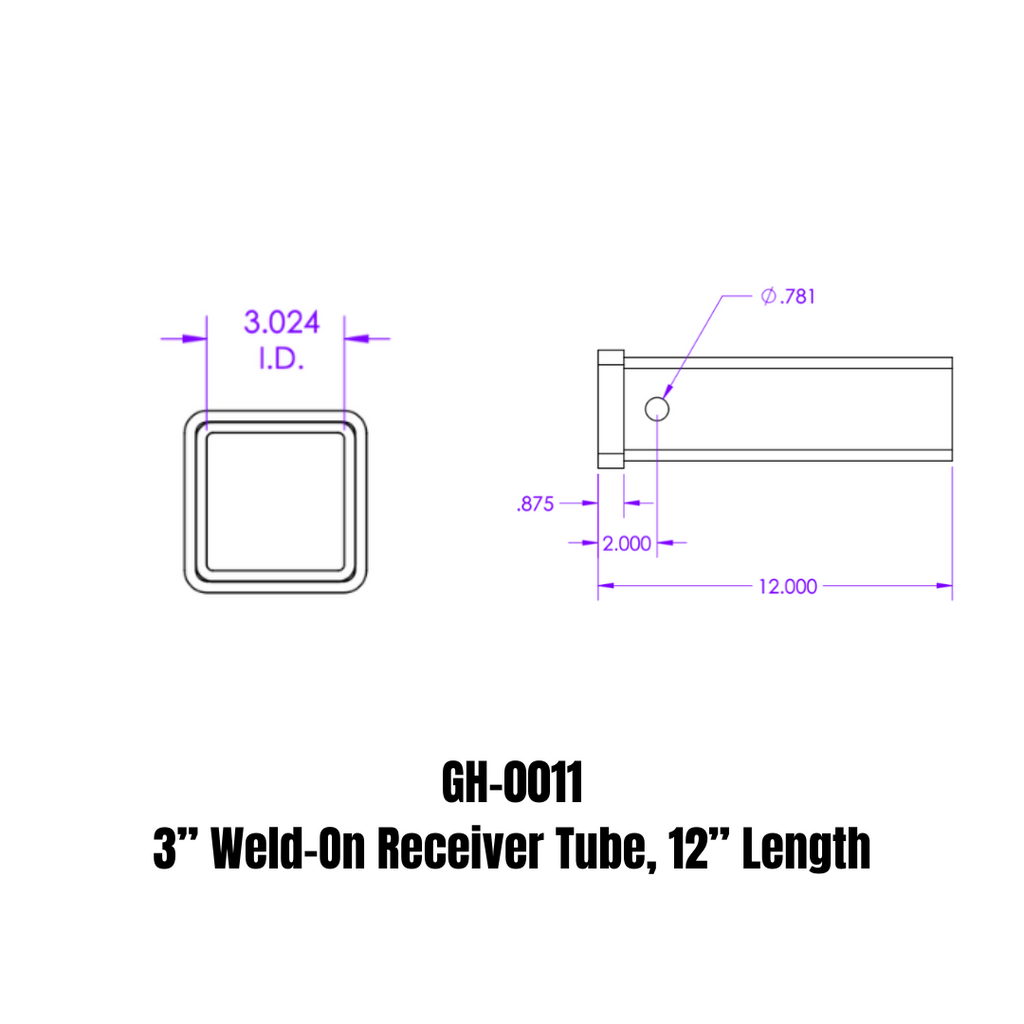 GEN-Y Hitch GH-0011 Weld-On Receiver Tube
