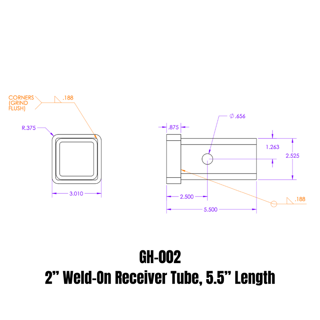 GEN-Y Hitch GH-002 Weld-On Receiver Tube