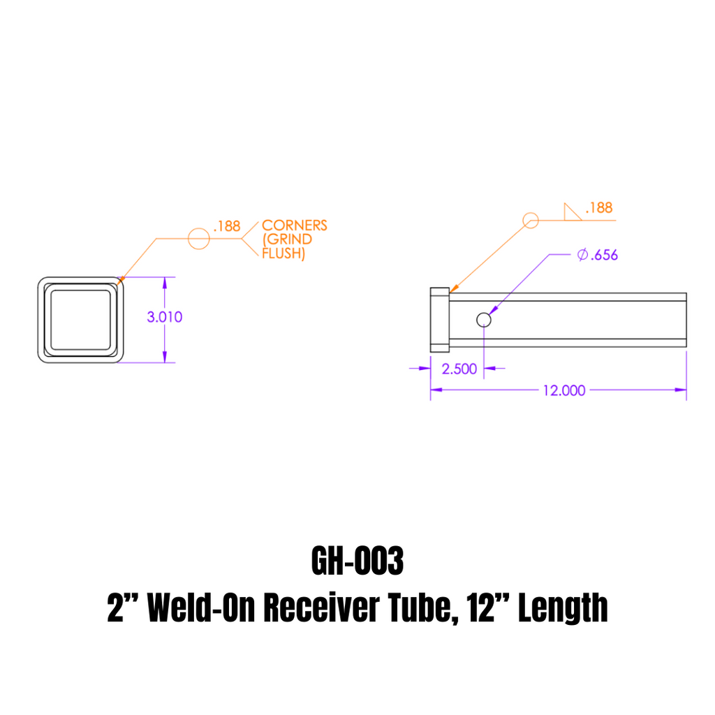 GEN-Y Hitch GH-003 Weld-On Receiver Tube