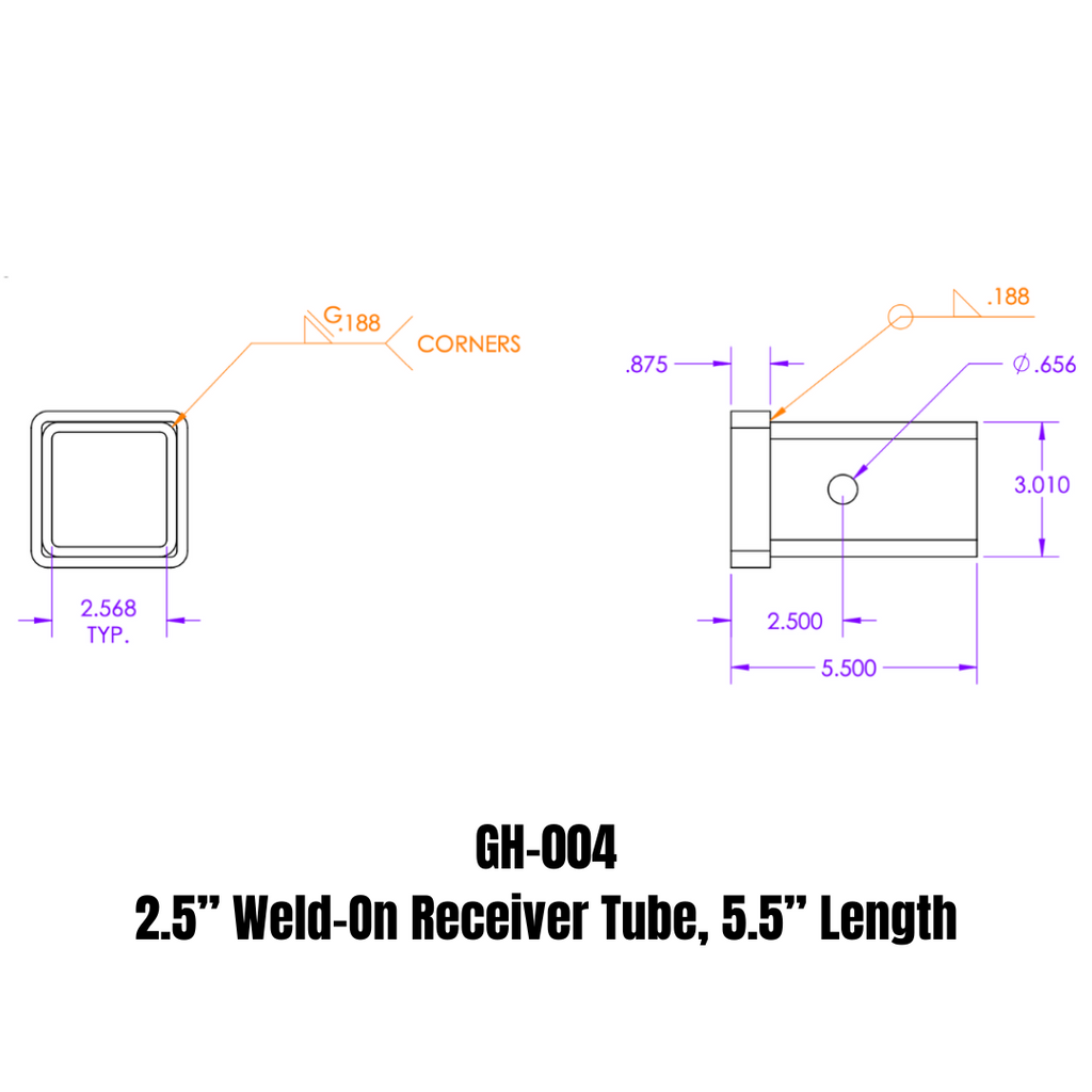 GEN-Y Hitch GH-004 Weld-On Receiver Tube