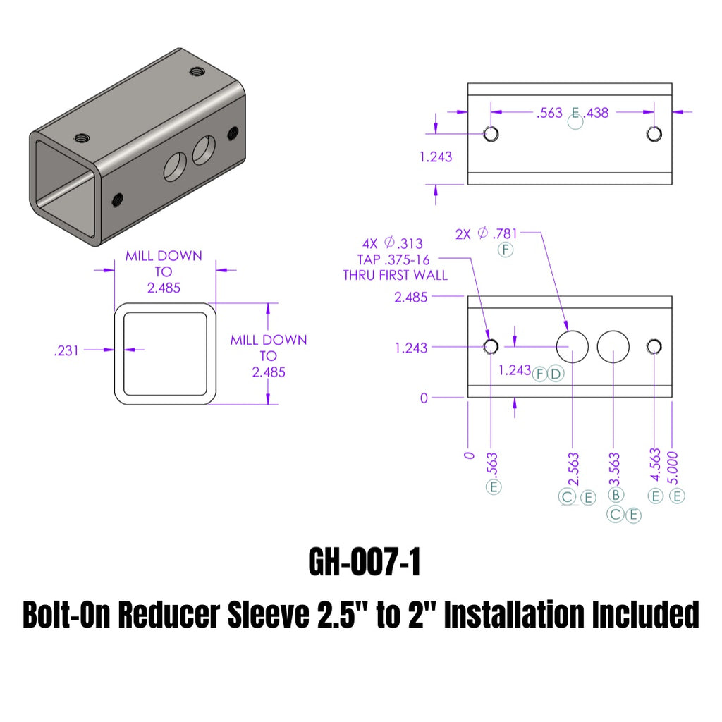GEN-Y Hitch GH-007-1 Bolt-On Reducer Sleeve