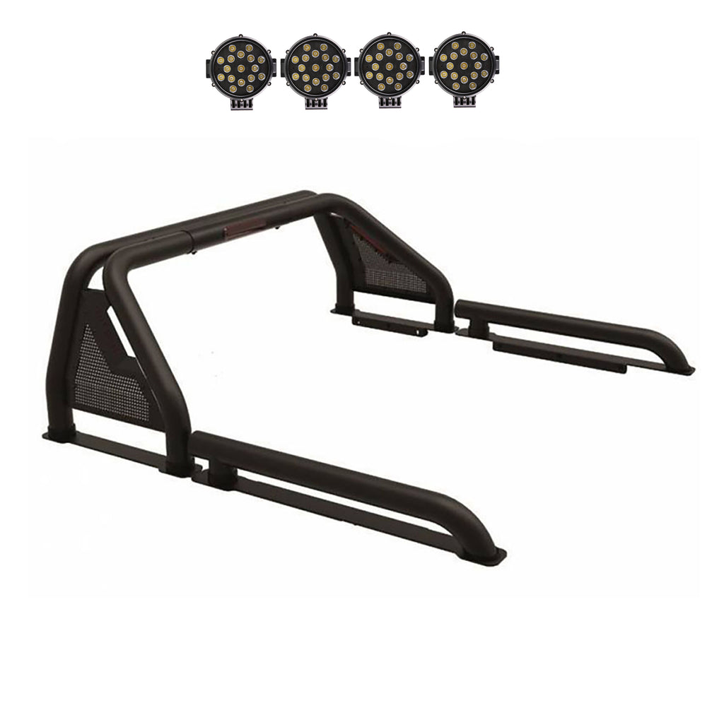 Black Horse Off Road GLRB-01B-PLB Gladiator Roll Bar Kit for Select Chevrolet Silverado 1500, Chevrolet Silverado HD, Chevrolet Silverado 3500, Chevrolet Silverado HD, Dodge Ram 1500, Dodge Ram 2500, Dodge Ram 3500, Ford F-150, GMC Sierra 1500, GMC