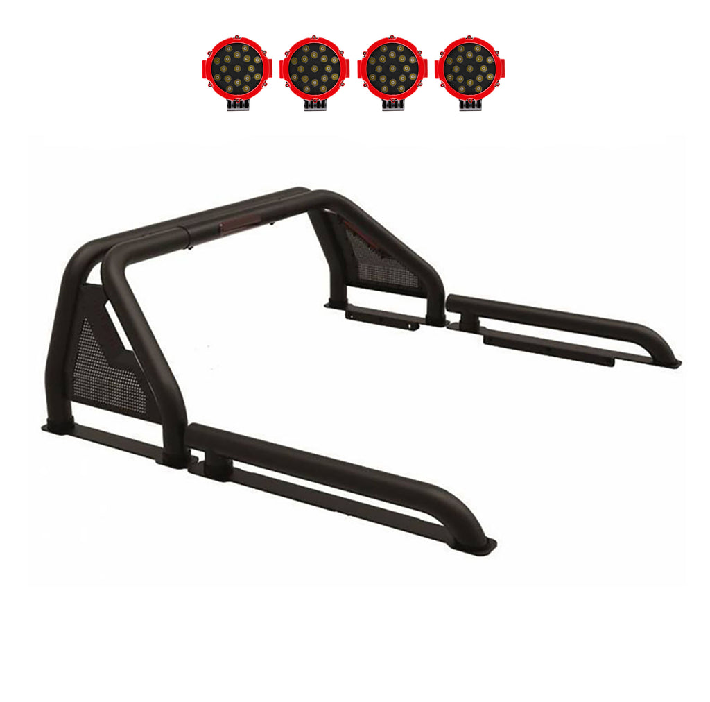 Black Horse Off Road GLRB-01B-PLR Gladiator Roll Bar Kit for Select Chevrolet Silverado 1500, Chevrolet Silverado HD, Chevrolet Silverado 3500, Chevrolet Silverado HD, Dodge Ram 1500, Dodge Ram 2500, Dodge Ram 3500, Ford F-150, GMC Sierra 1500, GMC