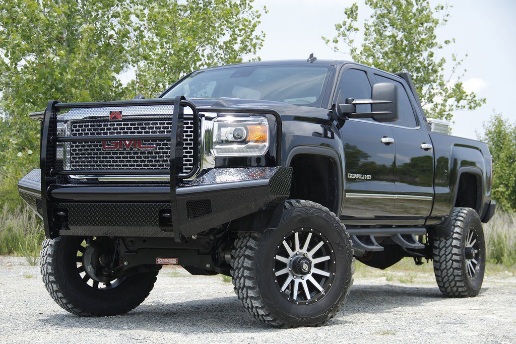 Fab Fours GM08-S2160-1 Black Steel Front Ranch Bumper for Select GMC Sierra HD, GMC Sierra HD