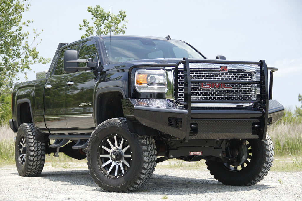 Fab Fours GM08-S2160-1 Black Steel Front Ranch Bumper for Select GMC Sierra HD, GMC Sierra HD