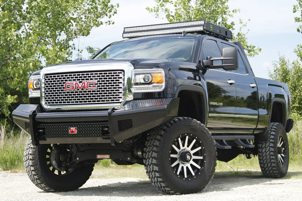 Fab Fours GM08-S2161-1 Black Steel Front Ranch Bumper for Select GMC Sierra HD, GMC Sierra HD