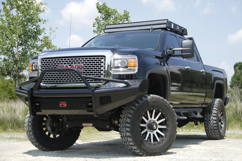Fab Fours GM08-S2162-1 Black Steel Front Ranch Bumper for Select GMC Sierra HD, GMC Sierra HD