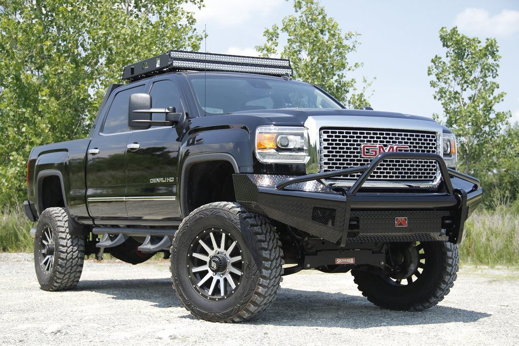 Fab Fours GM08-S2162-1 Black Steel Front Ranch Bumper for Select GMC Sierra HD, GMC Sierra HD