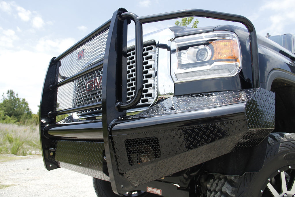 Fab Fours GM11-S2860-1 Black Steel Front Ranch Bumper for Select GMC Sierra HD, GMC Sierra HD
