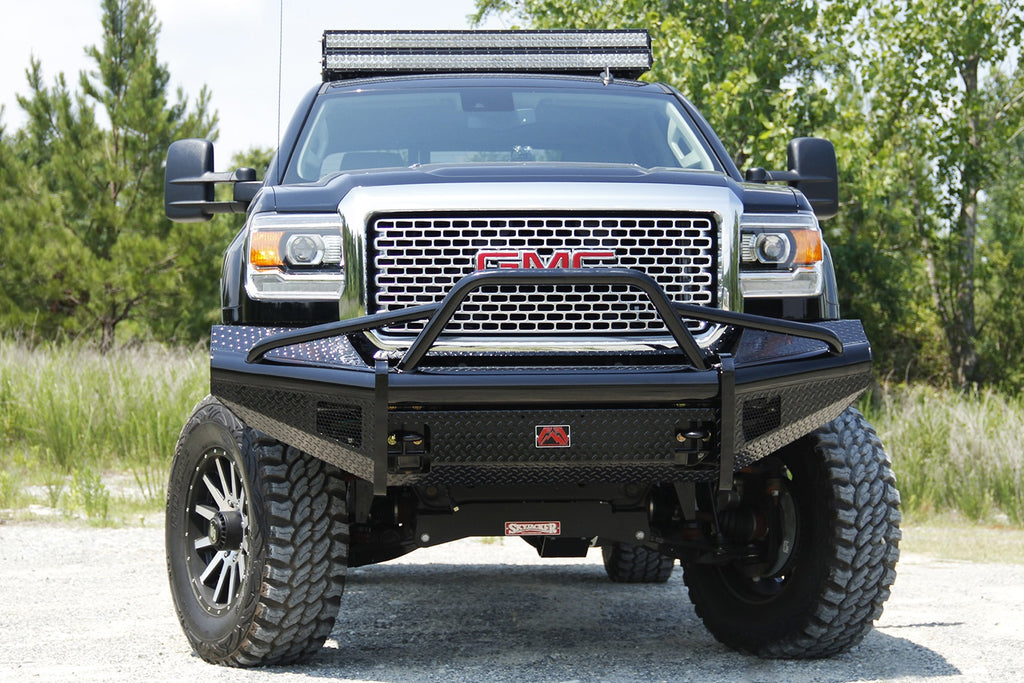 Fab Fours GM11-S2862-1 Black Steel Front Ranch Bumper for Select GMC Sierra HD, GMC Sierra HD