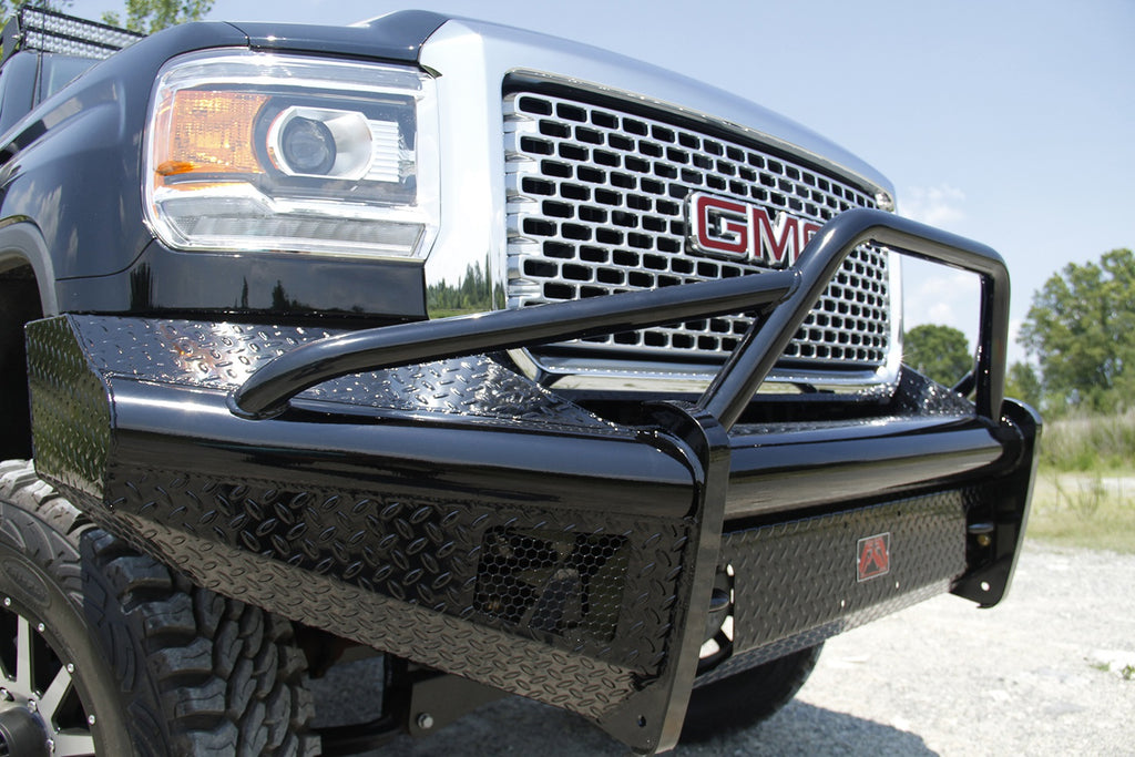 Fab Fours GM11-S2862-1 Black Steel Front Ranch Bumper for Select GMC Sierra HD, GMC Sierra HD