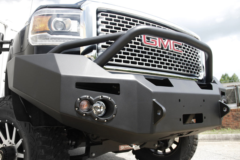Fab Fours GM14-A3152-1 Premium Heavy Duty Winch Front Bumper for Select GMC Sierra HD, GMC Sierra HD