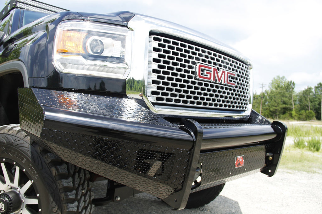 Fab Fours GM14-S3161-1 Black Steel Front Ranch Bumper for Select GMC Sierra HD, GMC Sierra HD