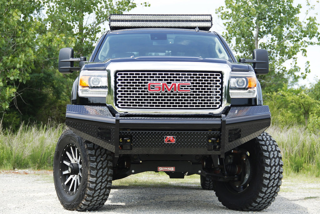 Fab Fours GM14-S3161-1 Black Steel Front Ranch Bumper for Select GMC Sierra HD, GMC Sierra HD