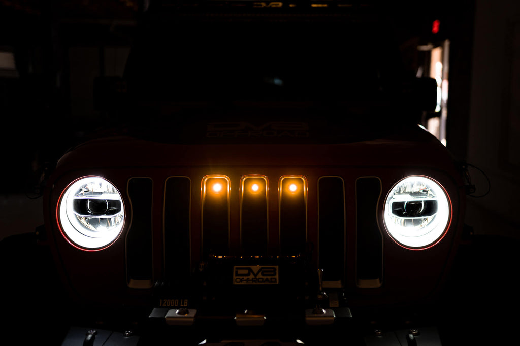 DV8 Offroad GRGL-01 GRGL-01 20-22 JEEP GLADIATOR JT FRONT GRILL AMBER ACCENT LIGHTS for Select Jeep Gladiator