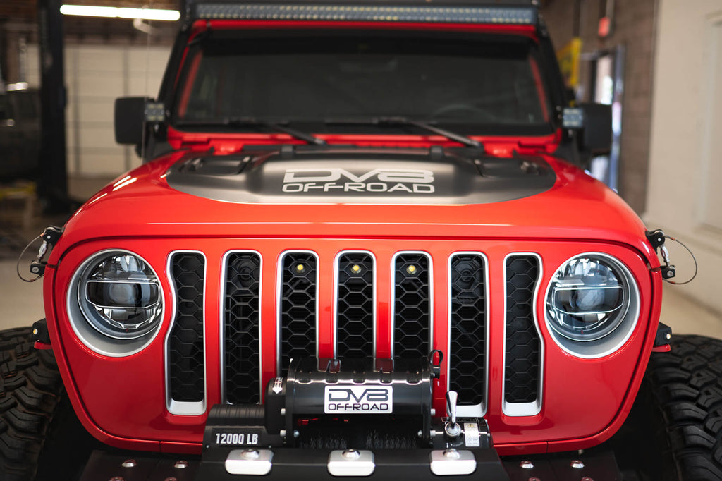 DV8 Offroad GRGL-01 GRGL-01 20-22 JEEP GLADIATOR JT FRONT GRILL AMBER ACCENT LIGHTS for Select Jeep Gladiator