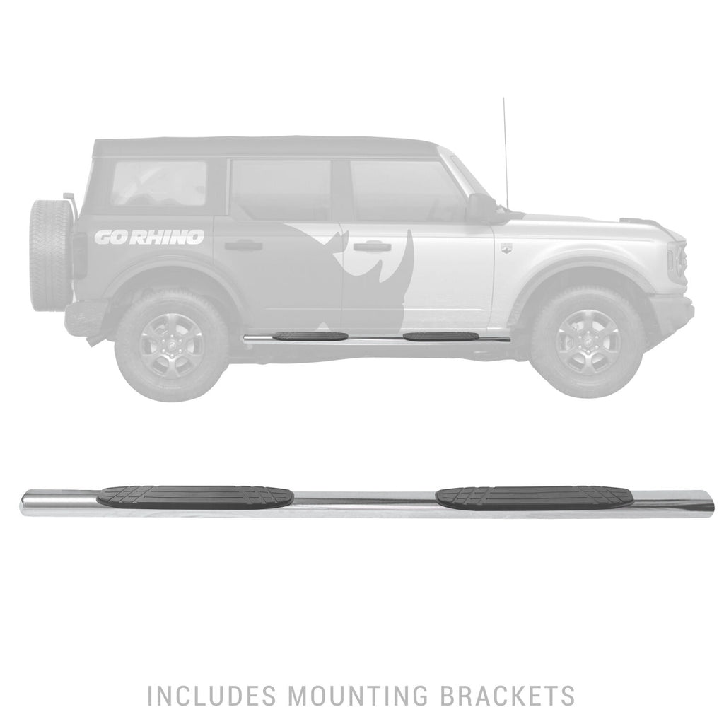 Go Rhino 104412973PS 4" 1000 Series Side Steps With Mounting Bracket Kit for Select Ford Bronco