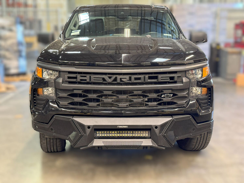 Go Rhino 341861T Element Front Bumper with Power Actuated Hide-Away Light Bar Mount for Select Chevrolet Silverado 1500, GMC Sierra 1500, GMC Sierra Limited