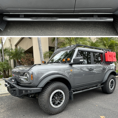 Go Rhino 4129T 4000 Series Side Steps with Mounting Brackets Kit - Textured Black Powder Coat for Select Ford Bronco