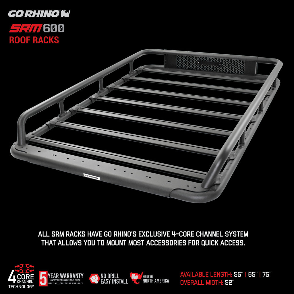 Go Rhino 5936055T SRM600 55" Long x 52" Wide Tubular Basket-Style Roof Rack