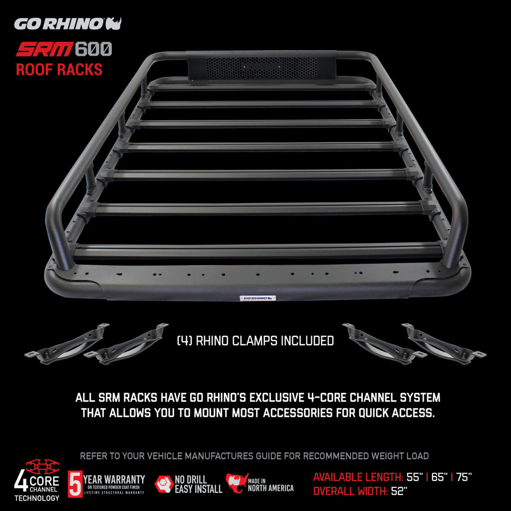 Go Rhino 5936075T SRM600 75" Long x 52" Wide Tubular Basket-Style Roof Rack