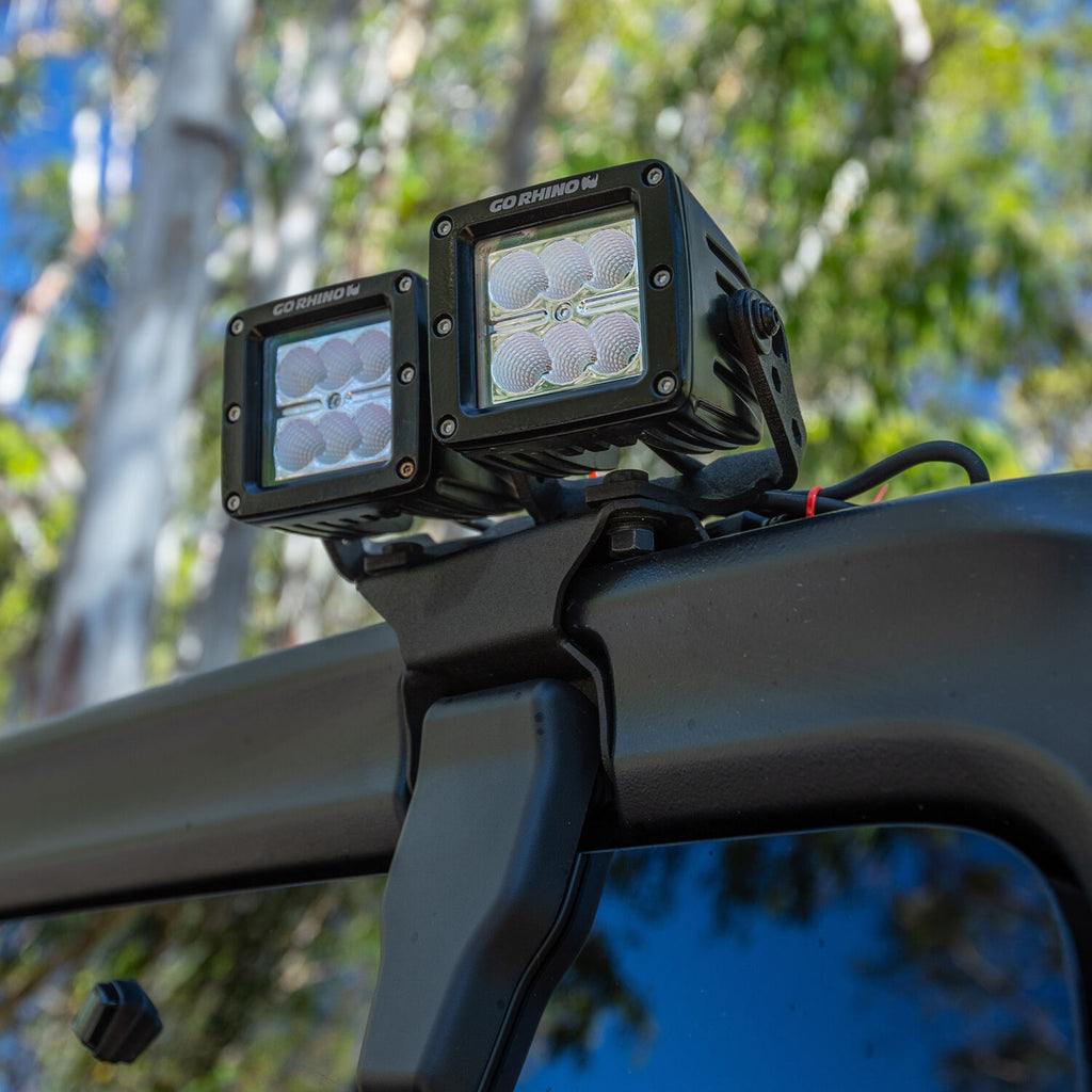 Go Rhino 599502T XE Rear Hard Top Light Mounts for Jeep JL/JT - Fits two 3x3 LED Cube Lights for Select Jeep Gladiator, Jeep Wrangler