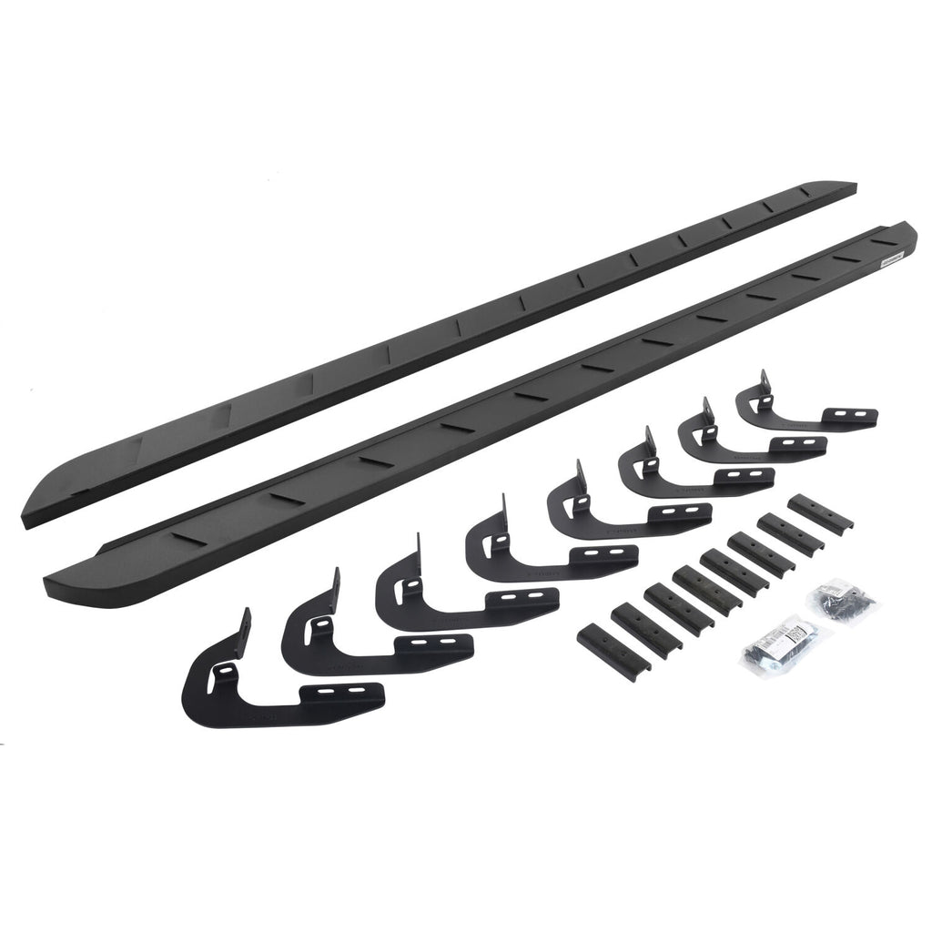 Go Rhino 63404787SPC RB10 Slim Line Running Boards with Mounting Brackets Kit for Select Chevrolet Silverado 1500, Chevrolet Silverado HD, Chevrolet Silverado HD, GMC Sierra 1500, GMC Sierra HD, GMC Sierra HD