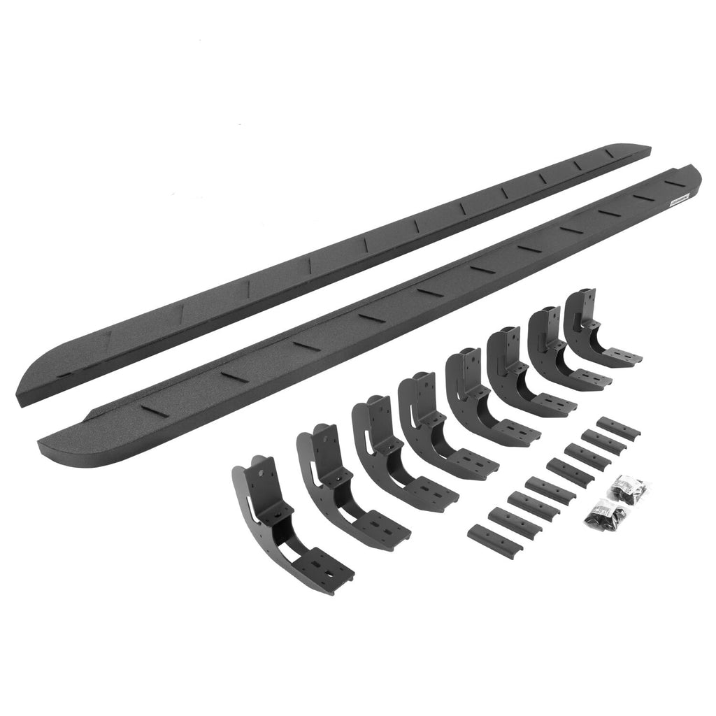 Go Rhino 63404887ST RB10 Slim Line Running Boards with Mounting Brackets Kit for Select Chevrolet Silverado 1500, Chevrolet Silverado LTD, Chevrolet Silverado HD, Chevrolet Silverado HD, GMC Sierra 1500, GMC Sierra Limited, GMC Sierra HD, GMC Sierra HD