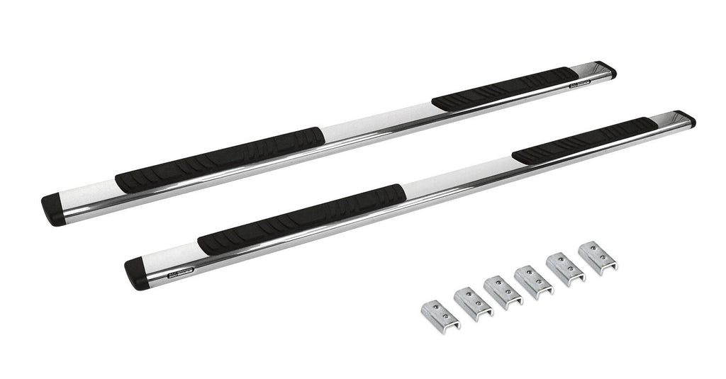 Go Rhino 685404687PS 5" OE Xtreme Low Profile Side Steps with Brackets Kit - Stainless Steel-Gas Only for Select Chevrolet Silverado 1500, Chevrolet Silverado HD, Chevrolet Silverado HD, GMC Sierra 1500, GMC Sierra HD, GMC Sierra HD