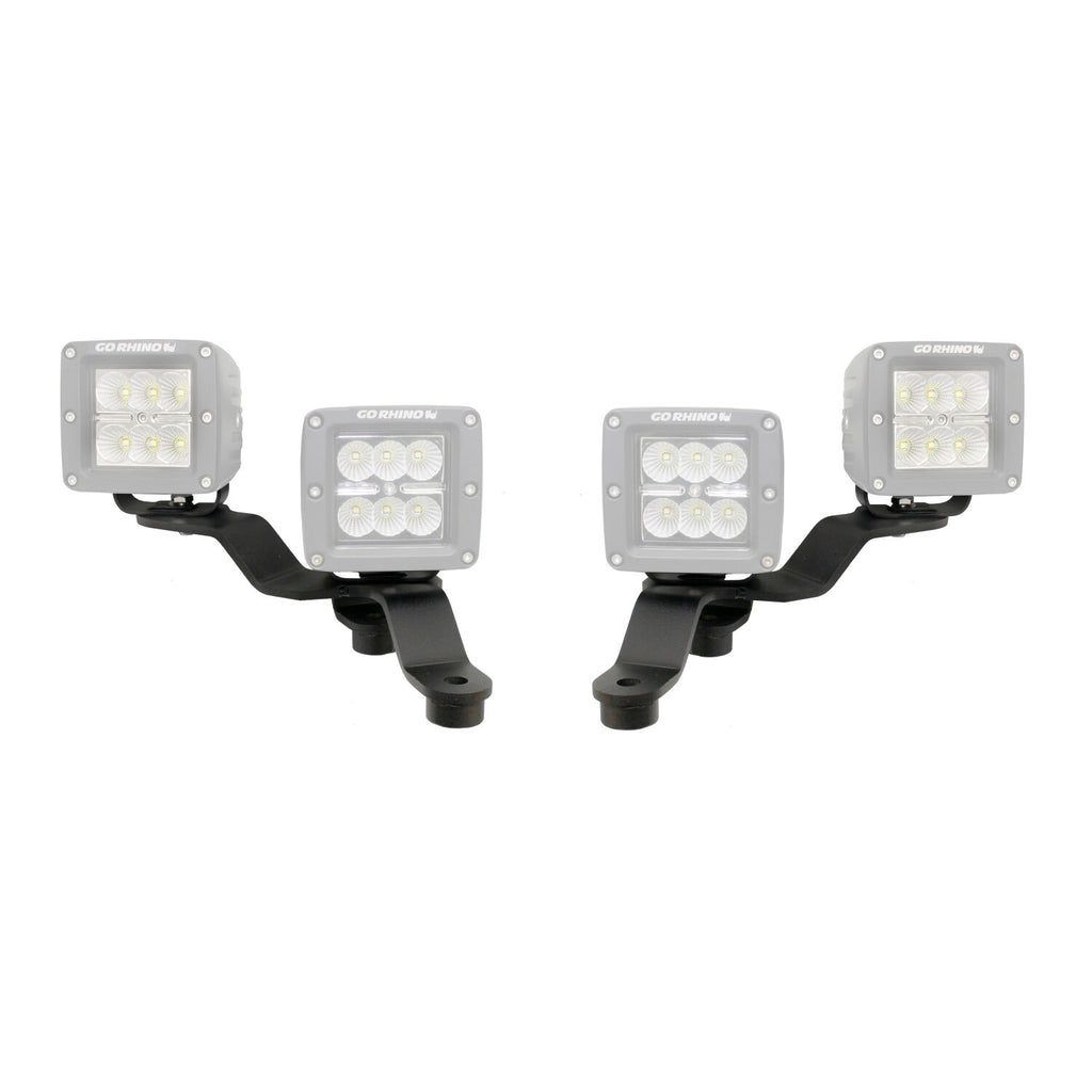 Go Rhino 730231T XE Windshield Cowl Light Mounts for Jeep JL/JT - Fits Dual 3x3 Cubes Offset for Select Jeep Gladiator, Jeep Wrangler