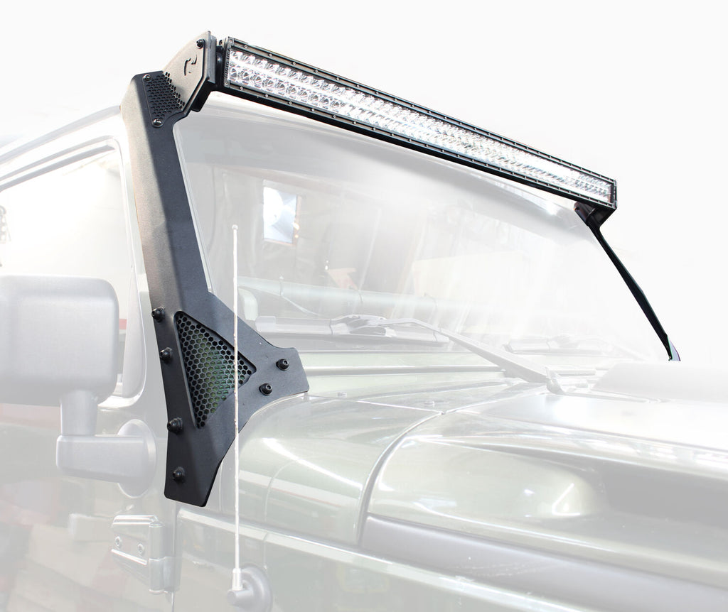 Go Rhino 730503T XE Windshield Light Mount for Jeep Wrangler JK, fits 50" Light Bar for Select Jeep Wrangler, Jeep Wrangler JK