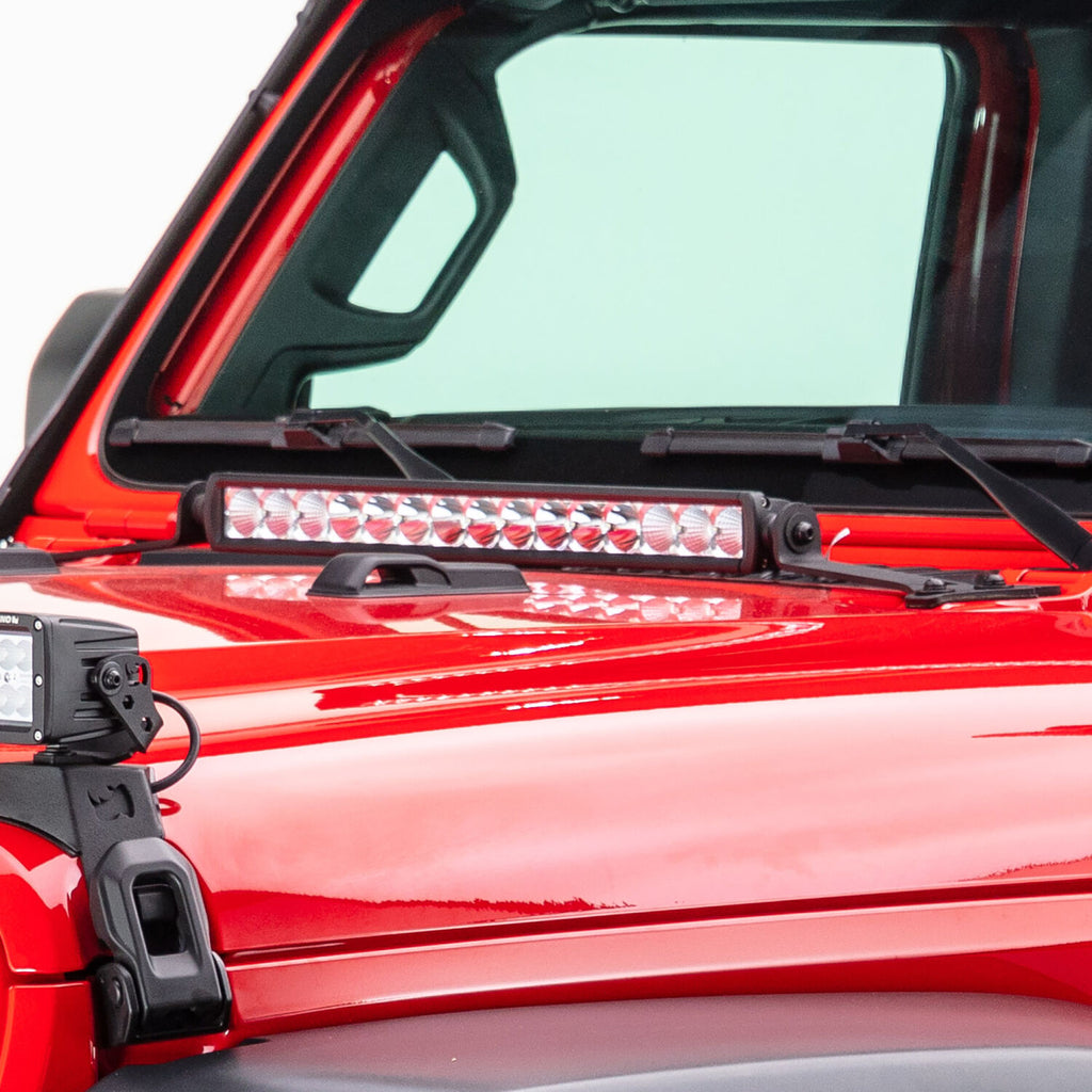 Go Rhino 731200T XE Hood Hinge Light Mount for Jeep JL/JT - Fits 20" Single Row LED Bar for Select Jeep Gladiator, Jeep Wrangler