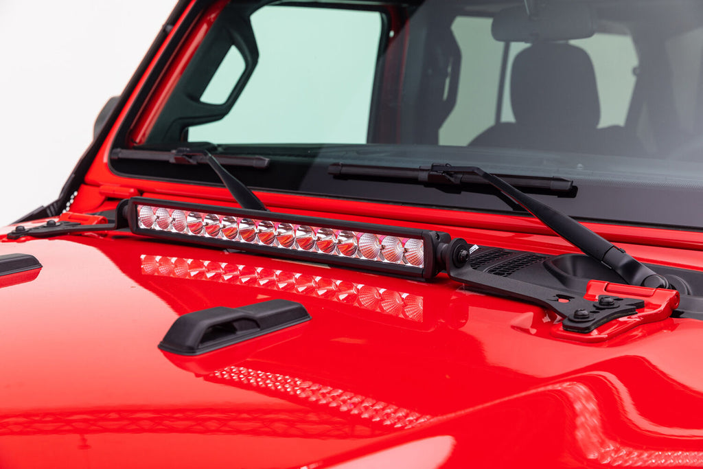 Go Rhino 731200T XE Hood Hinge Light Mount for Jeep JL/JT - Fits 20" Single Row LED Bar for Select Jeep Gladiator, Jeep Wrangler