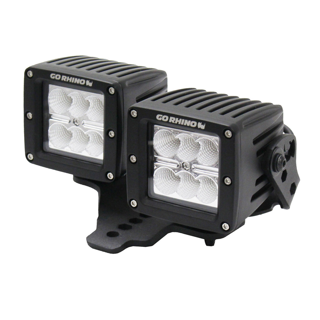 Go Rhino 731230T XE Hood Hinge Light Mounts for Jeep JL/JT - Fits 3x3 Dual Cube Offset for Select Jeep Gladiator, Jeep Wrangler