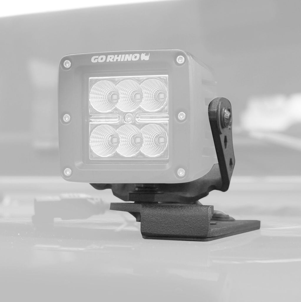 Go Rhino 732230T XE Center Hood Light Mounts for Jeep JL/JT - Fits Single 3x3 LED Cube for Select Jeep Gladiator, Jeep Wrangler