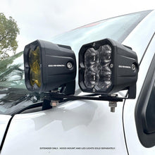 Load image into Gallery viewer, Go Rhino 732400T XE Hood Hinge Cube Light Mounts-Dogbone Bracket -Fits 2x2 or 3x3 LED Light Cubes for Select Chevrolet Colorado, Chevrolet Silverado 1500, Ford Bronco, Ford Bronco Sport, Ford F-150, Ford Maverick, Ford Ranger, GMC Canyon, Hyundai Santa
