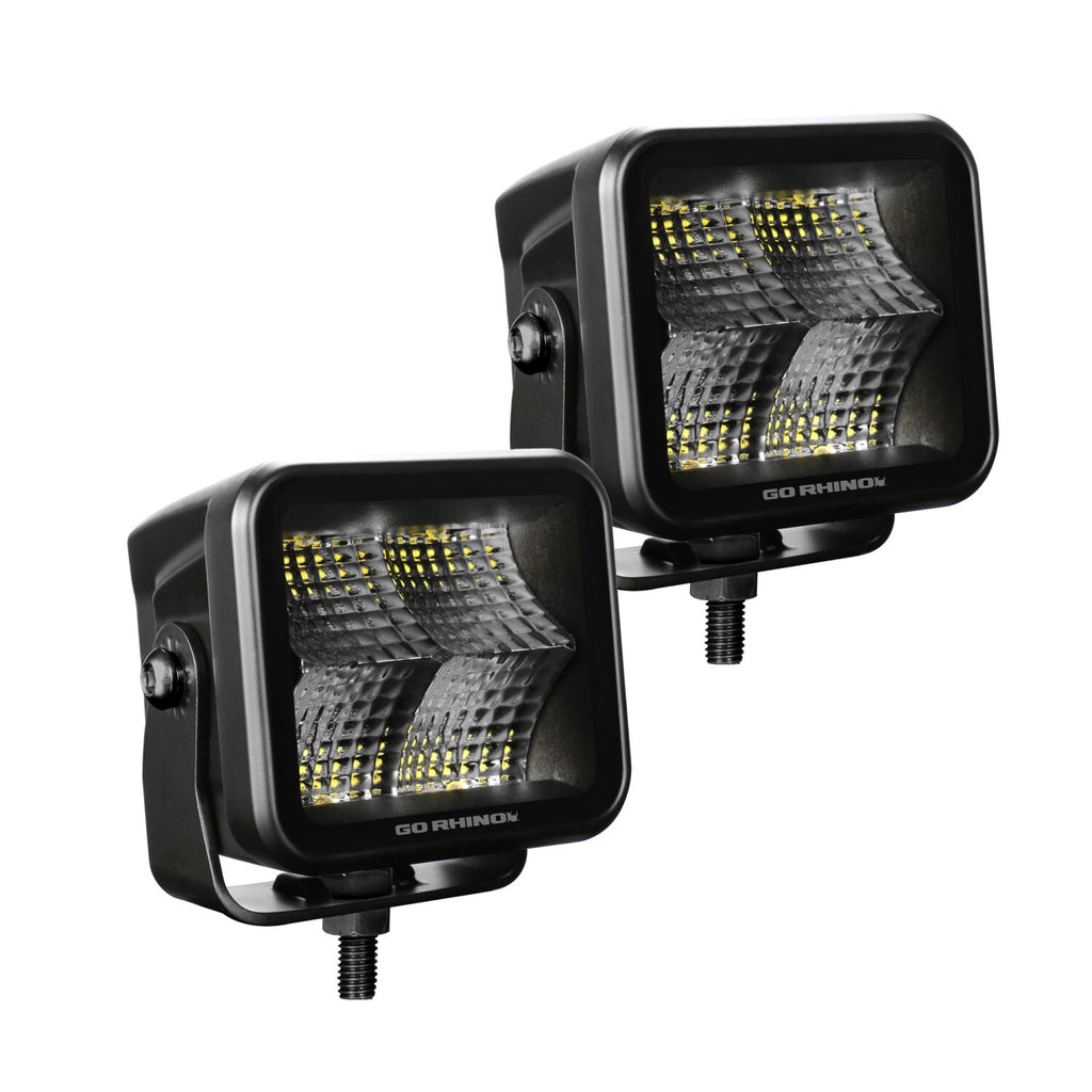 Go Rhino 750200321FCS Blackout Series - CUBEIT 2x2 LED Cube Flood Lights, Pair
