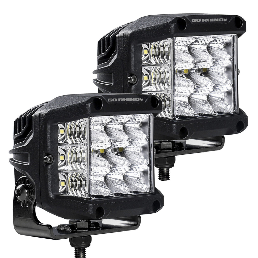 Go Rhino 750300323FCS Bright Series - SIDELINE 4x3 LED Flood Lights, Pair