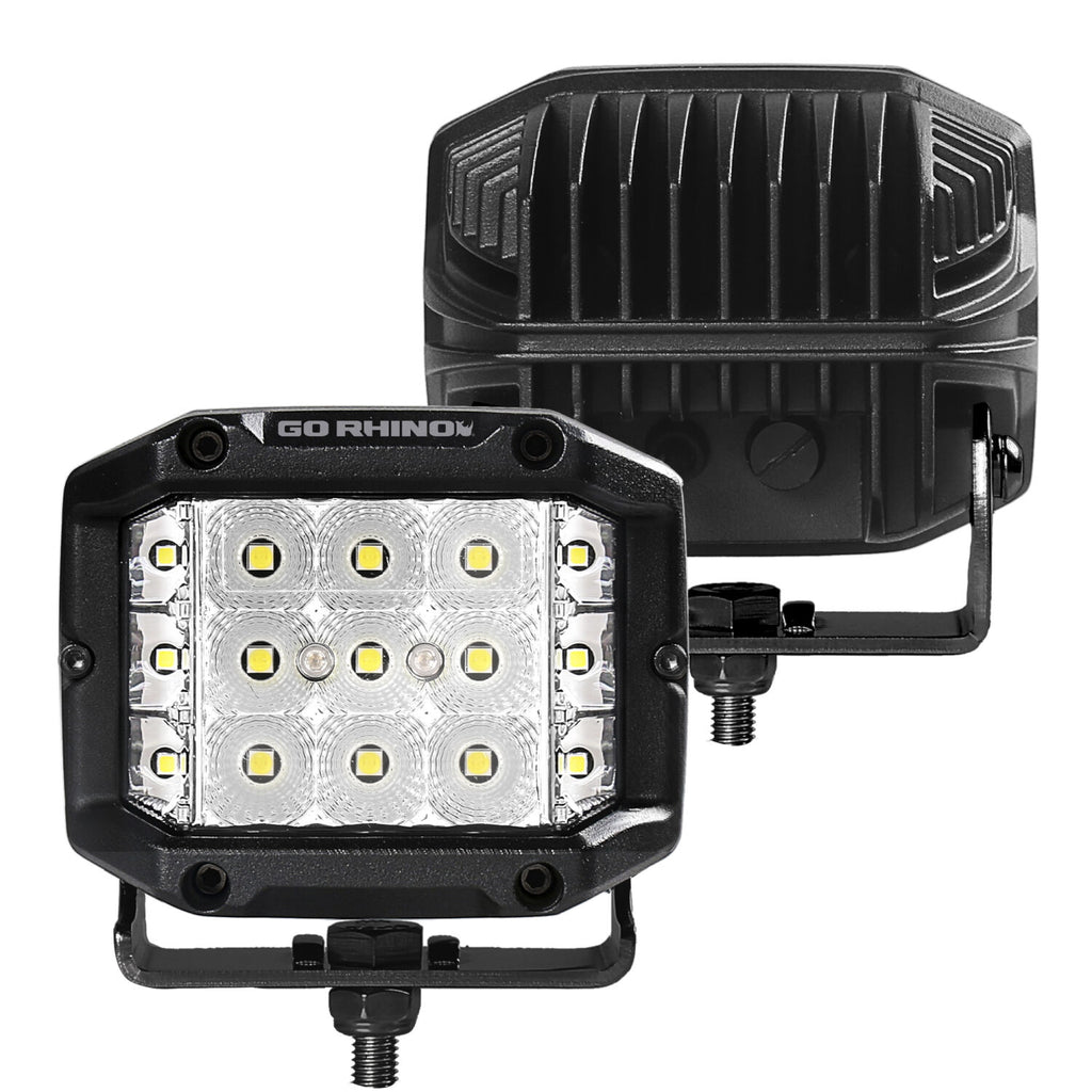 Go Rhino 750300323FCS Bright Series - SIDELINE 4x3 LED Flood Lights, Pair