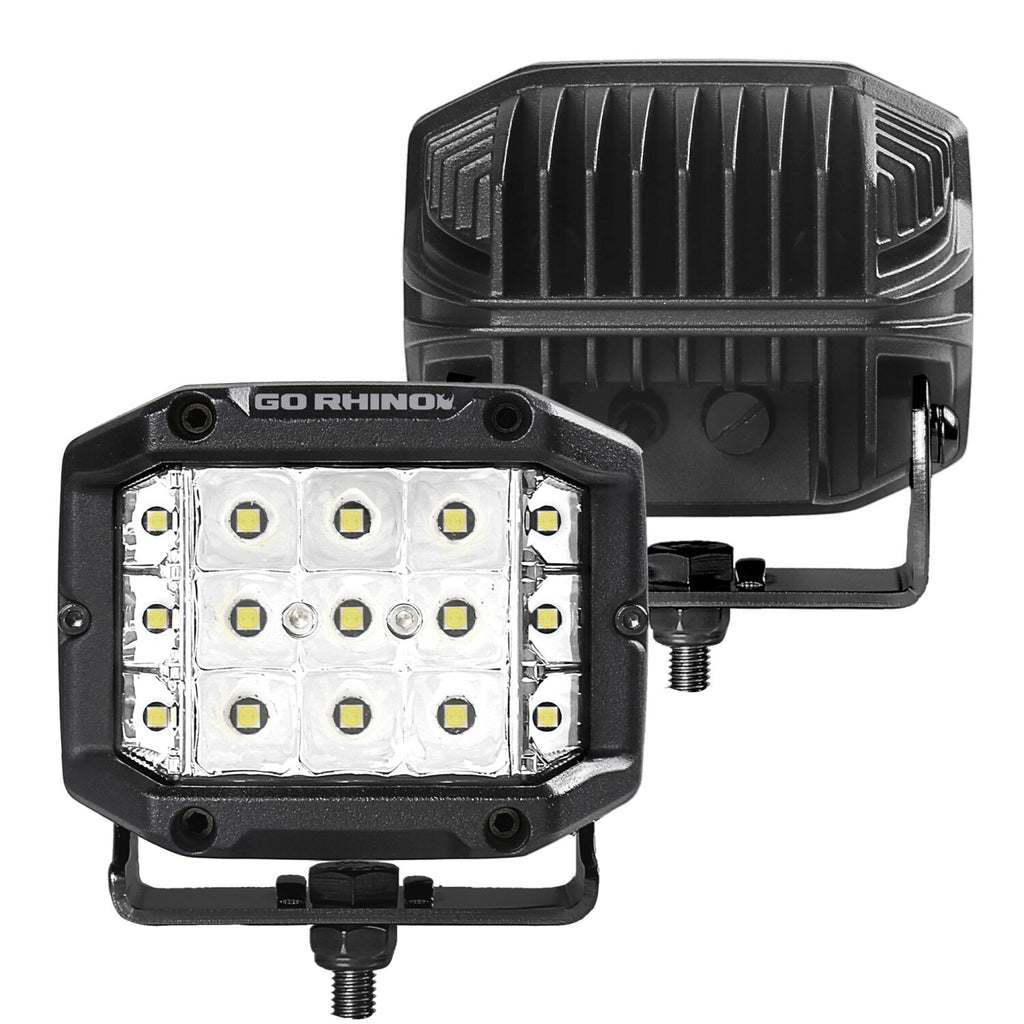Go Rhino 750300323SCS Bright Series - SIDELINE 4x3 LED Spot Lights, Pair