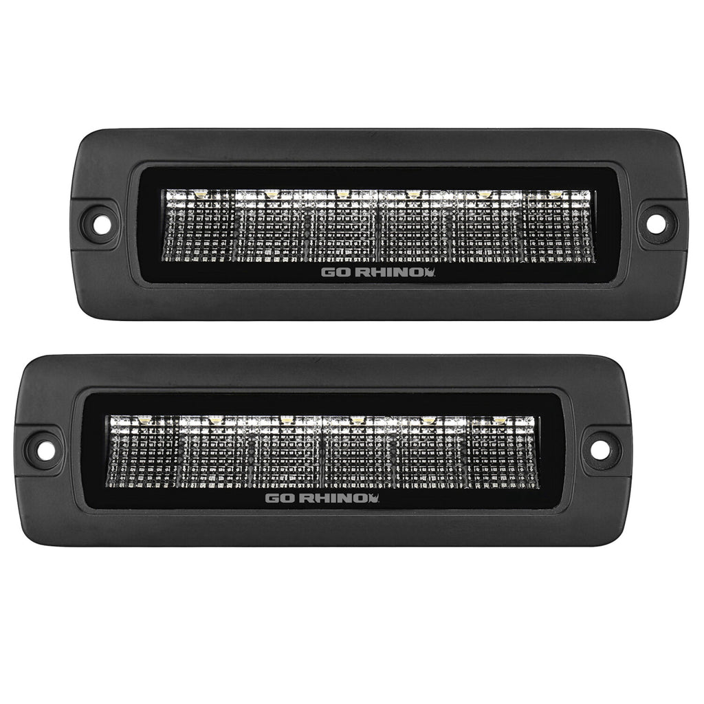 Go Rhino 750300621FBF Blackout Series - SIXLINE 6-LED Flood Lights with Flush Mount, Pair