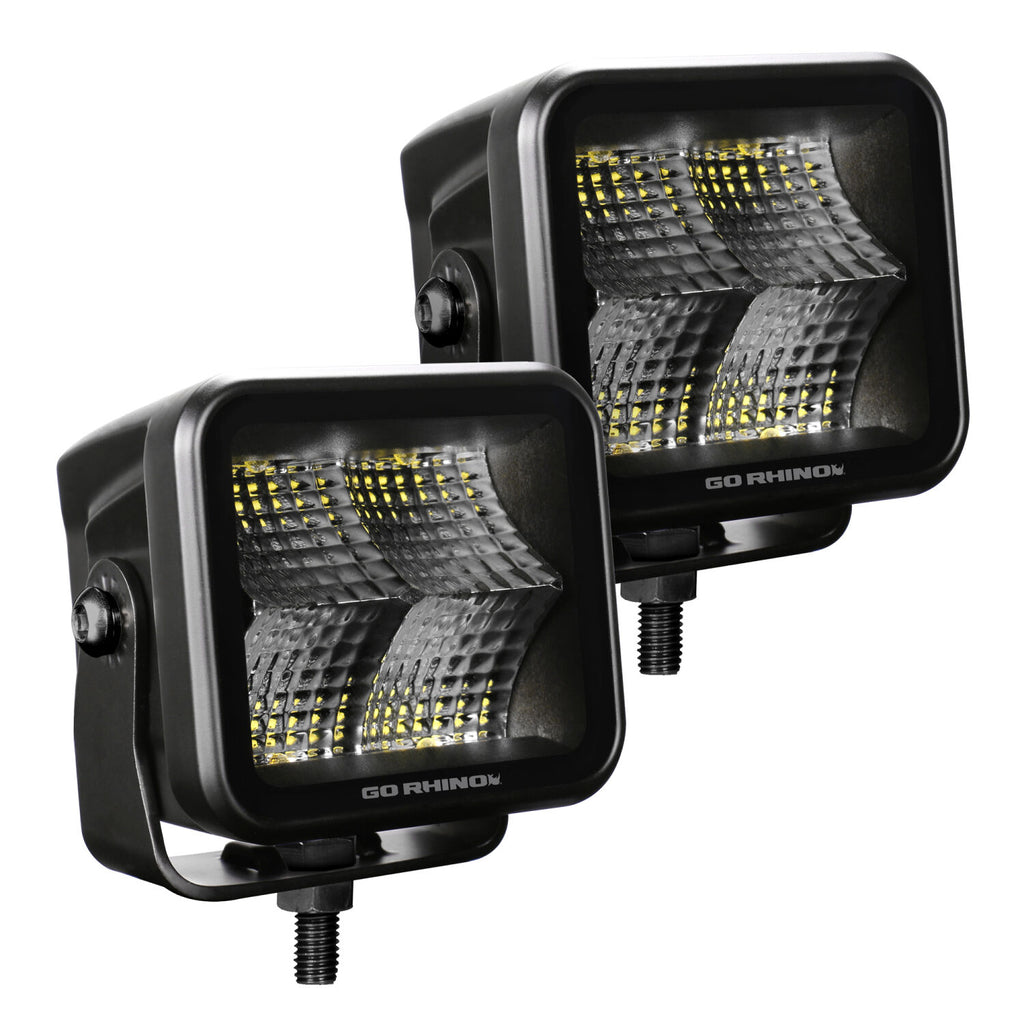 Go Rhino 750400321FCS Blackout Series - CUBEIT 3x3 LED Cube Flood Lights, Pair