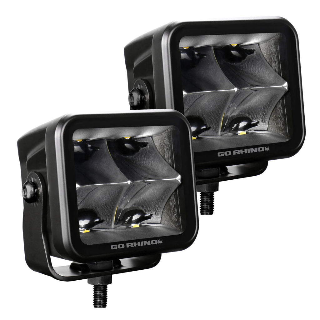 Go Rhino 750400321SCS Blackout Series - CUBEIT 3x3 LED Cube Spot Lights, Pair