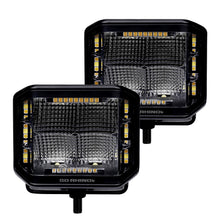 Load image into Gallery viewer, Go Rhino 750700322FCS Blackout Combo Series - SIDELINE 4x3 LED Cube Flood Lights, Pair, w/Amber LEDs