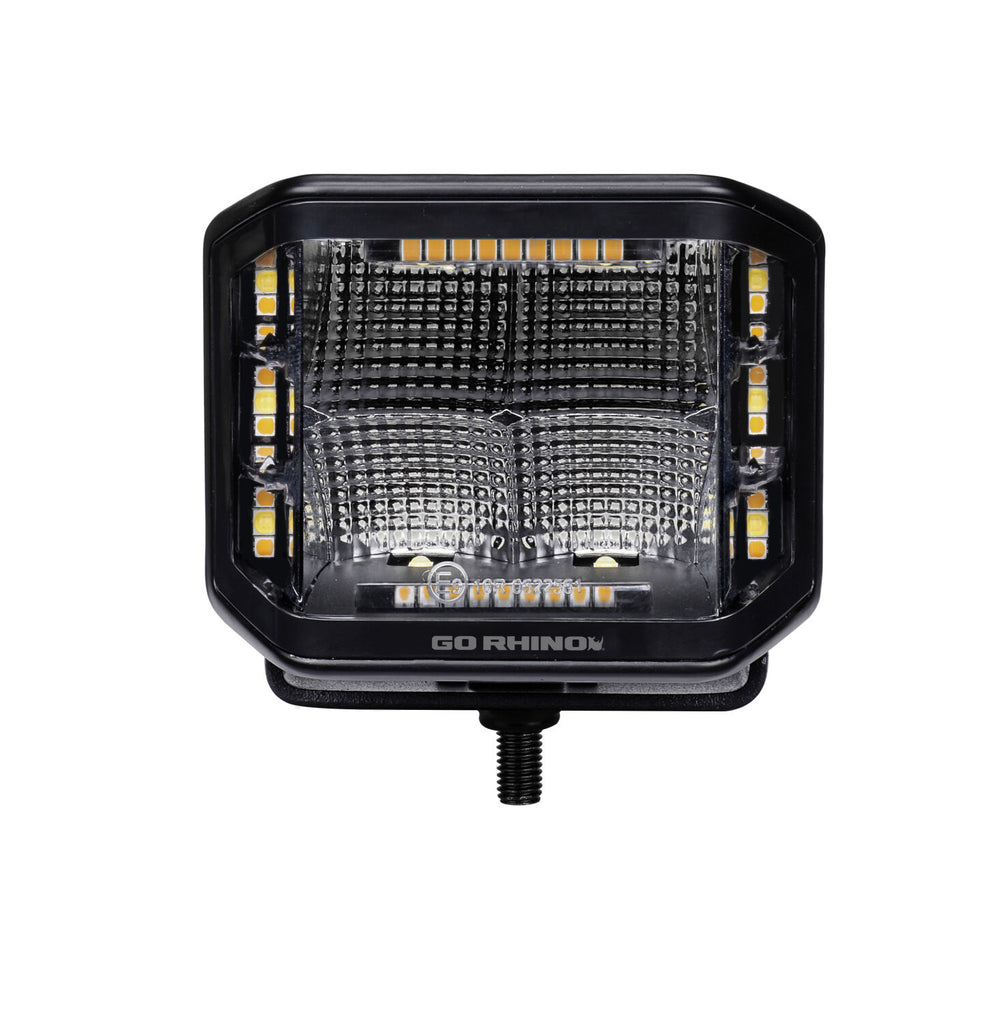 Go Rhino 750700322FCS Blackout Combo Series - SIDELINE 4x3 LED Cube Flood Lights, Pair, w/Amber LEDs