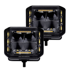 Load image into Gallery viewer, Go Rhino 750700322SCS Blackout Combo Series - SIDELINE 4x3 LED Cube Spot Lights, Pair, w/Amber LEDs